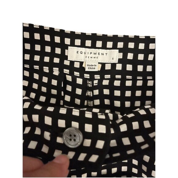 Equipment Bergen Checked 100% Silk Crop Pants Size 6 - Picture 7 of 7